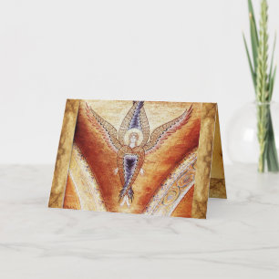 MOSAIC ANGEL , Brown Parchment Holiday Card
