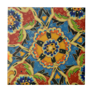 Mosaic antique painting of flowers ceramic tile