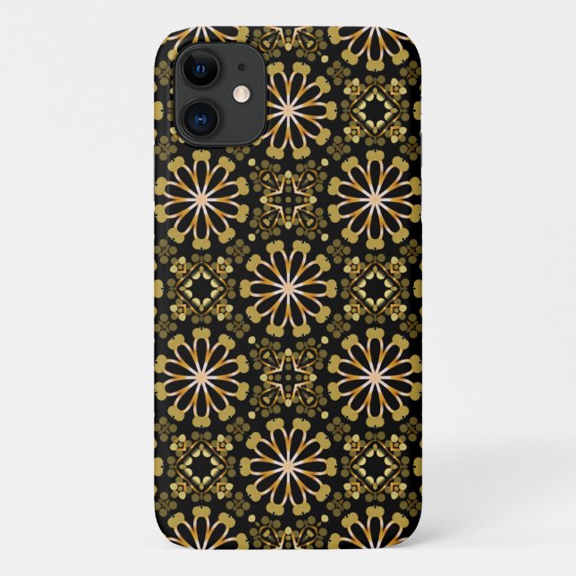 Mosaic Arabesque Gold and Black Geometric Pattern Case-Mate iPhone Case (Back)
