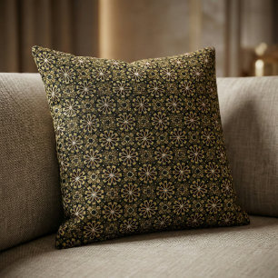 Mosaic Arabesque Gold and Black Geometric Pattern Fabric