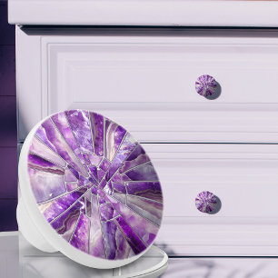 Mosaic Art - Amethyst and Pearl Ceramic Knob