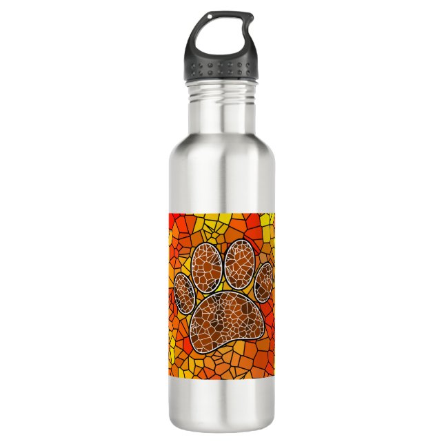 Mosaic Art Dog Paw Print 710 Ml Water Bottle (Front)