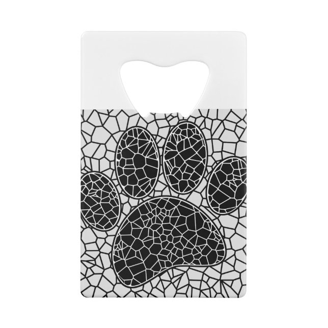 Mosaic Art Dog Paw Print In Black And White (Back)