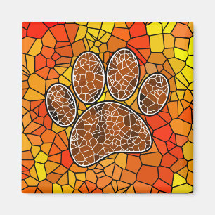 Mosaic Art Dog Paw Print Magnet