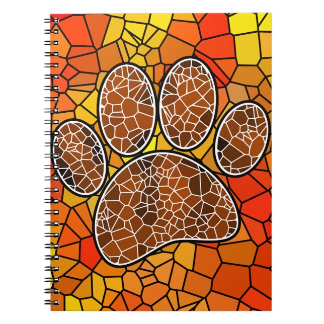 Mosaic Art Dog Paw Print Notebook (Front)