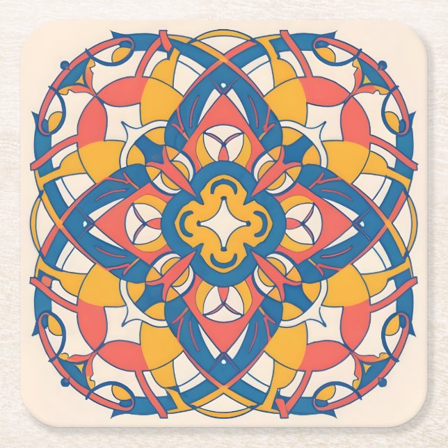 mosaic artisanal zellige square paper coaster (Front)