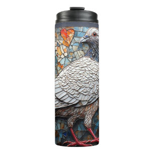 Mosaic Artwork of a Pigeon with Heart Designs Thermal Tumbler