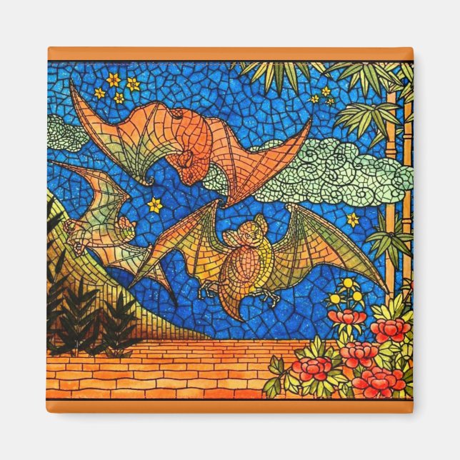 Mosaic bat print magnet (Front)