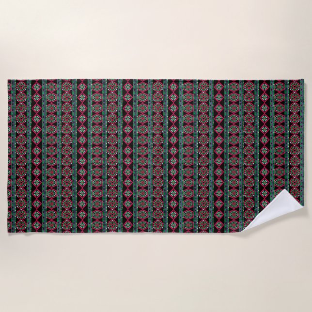 Mosaic black beach towel (Front)