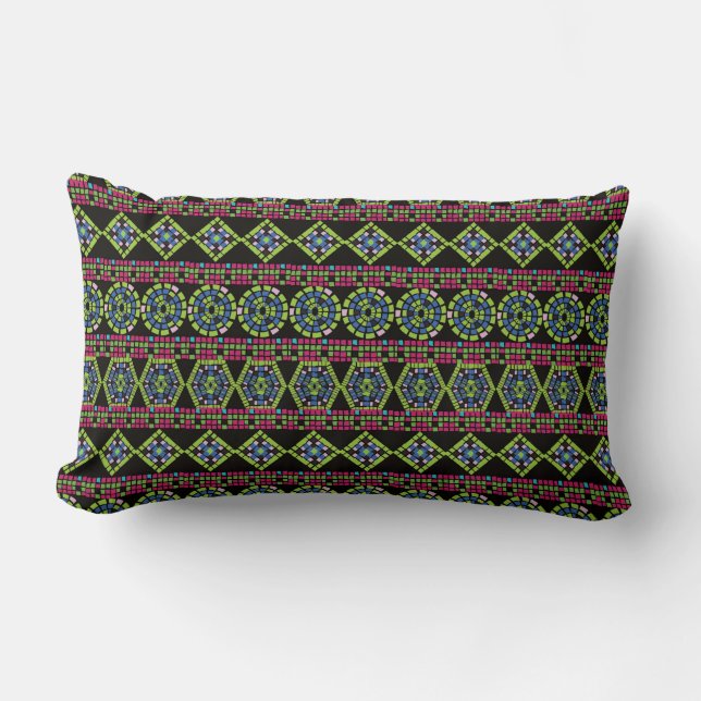 Mosaic black lumber pillow (Front)