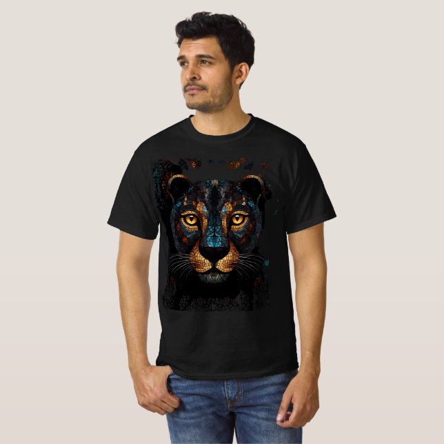Mosaic black panther with a stained glass effect T-Shirt (Front Full)