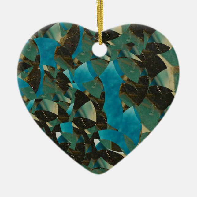 Mosaic Blue Heart Ornament (Front)