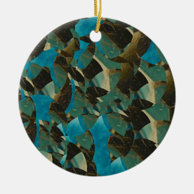 Mosaic Blue Round Ornament (Front)