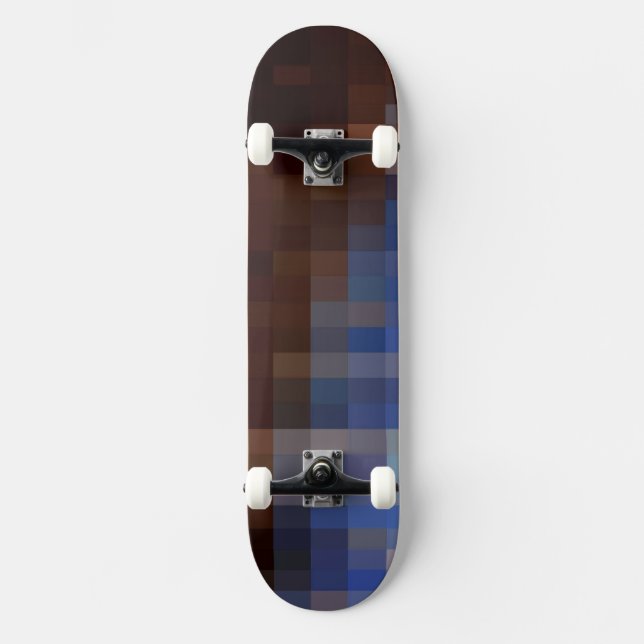 Mosaic Brown-Blue Design Skateboard (Front)