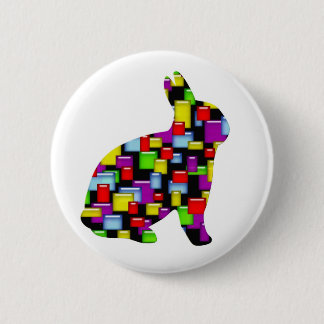 mosaic bunny rabbit 6 cm round badge