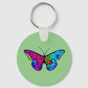 Mosaic butterflay stained glass style key ring