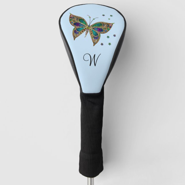 Mosaic Butterfly Blue Golf Head Cover (Front)