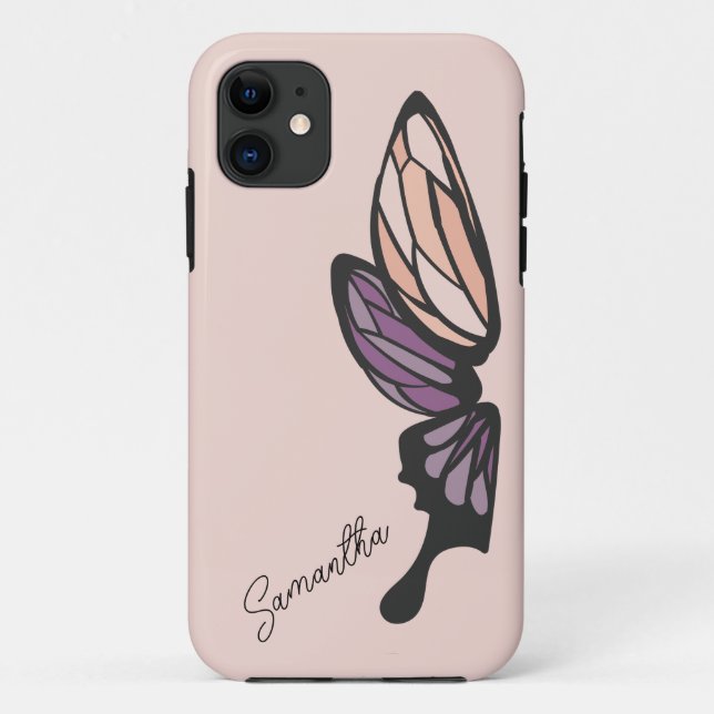 Mosaic Butterfly Custom Name Case-Mate iPhone Case (Back)