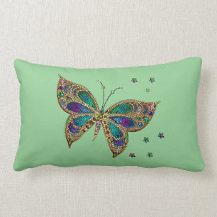 Mosaic Butterfly Green Lumbar Cushion