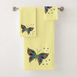 Mosaic Butterfly Yellow Bath Towel Set