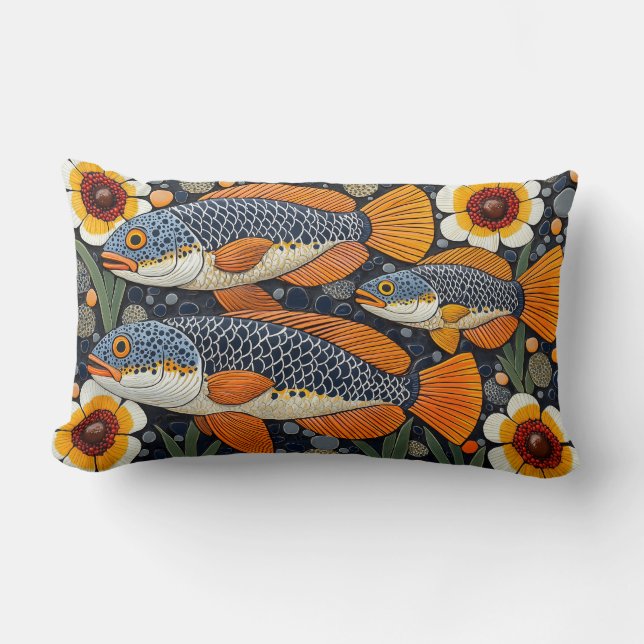 Mosaic Ceramic Tile Pattern Lumbar Cushion (Front)