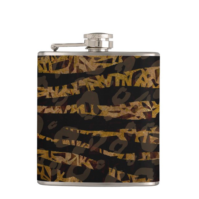 Mosaic Chic Elegant Safari Glam Jungle Print Hip Flask (Front)