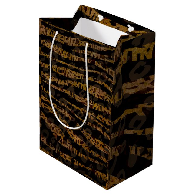 Mosaic Chic Elegant Safari Glam Jungle Print Medium Gift Bag (Back Angled)