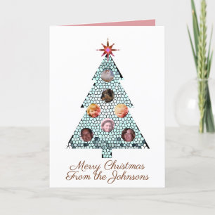 Mosaic Christmas Tree Photos Folded Holiday Card
