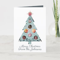 Mosaic Christmas Tree Photos Folded Holiday Card
