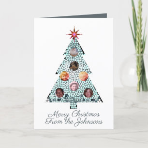 Mosaic Christmas Tree Photos Folded Holiday Card