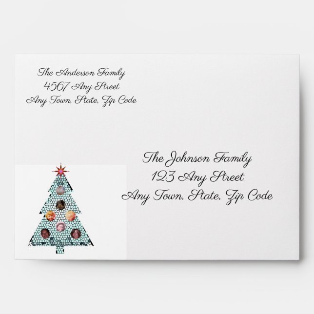 Mosaic Christmas Tree with Family Photos  Envelope (Front)