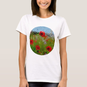 Mosaic Circle of Poppies in a Country Garden T-Shirt