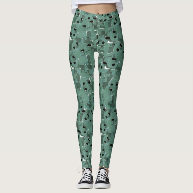 Mosaic collage pattern leggings (Front)