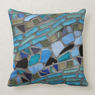 mosaic coloured glass stone art cushion