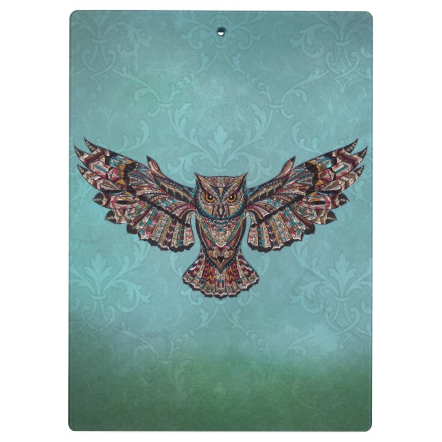 Mosaic colourful Owl Clipboard (Back)