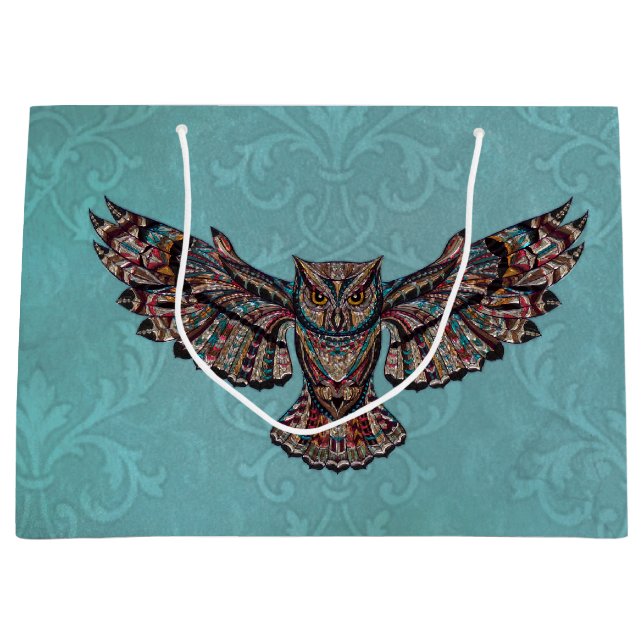 Mosaic colourful Owl Large Gift Bag (Front)