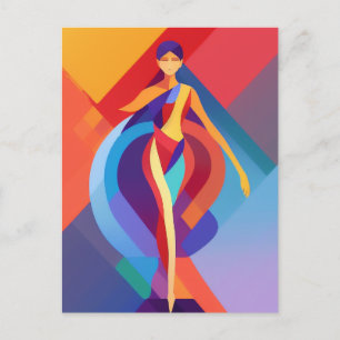 Mosaic, colourful woman, vector design postcard