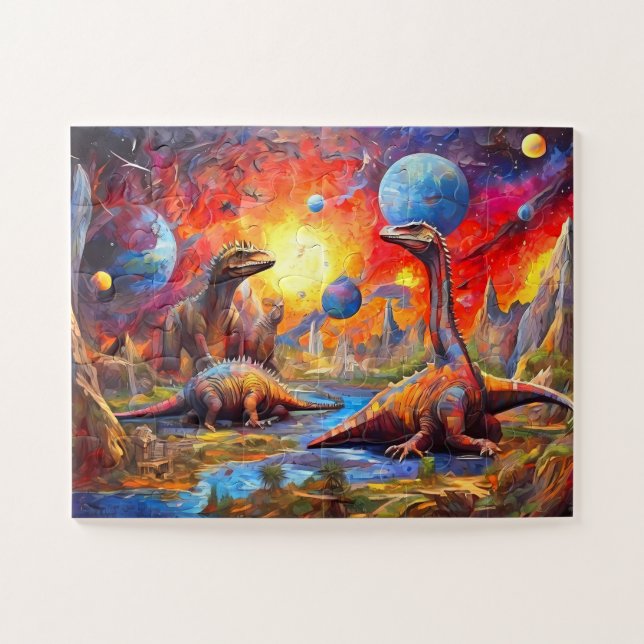 Mosaic Dinosaur Abstract  Jigsaw Puzzle (Horizontal)