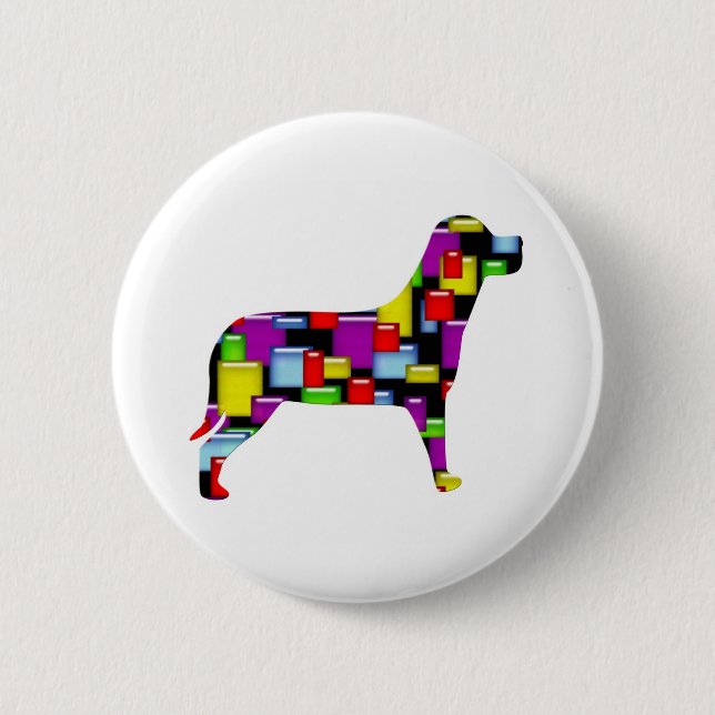 mosaic dog 6 cm round badge (Front)