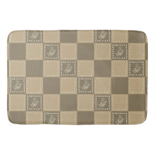 Mosaic doodle flower squares bath mat