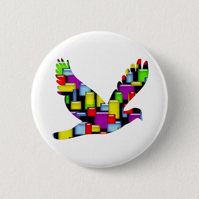 mosaic dove 6 cm round badge (Front)