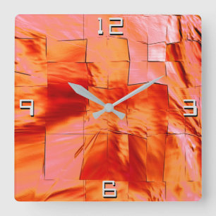 Mosaic drawing in lightly carved and pearly salmon square wall clock