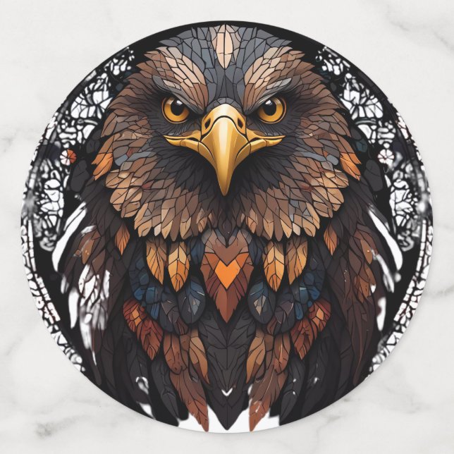 Mosaic Eagle Portrait Round Pillow Confetti (Large Back)