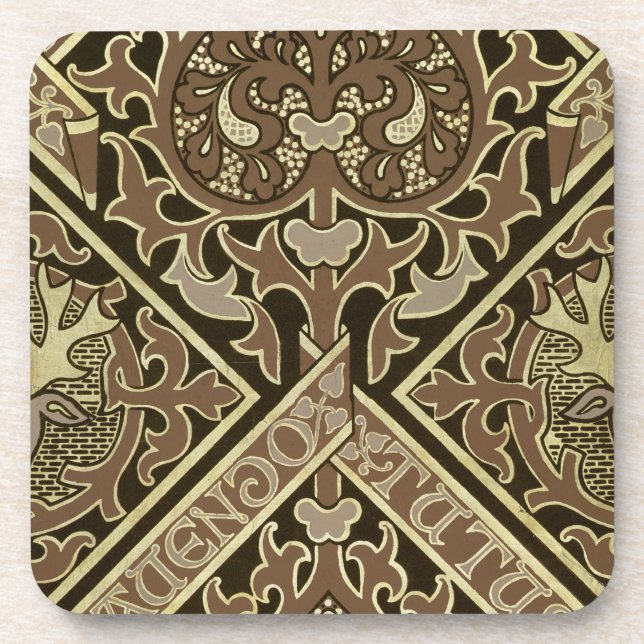 Mosaic ecclesiastical wallpaper design coaster (Front)