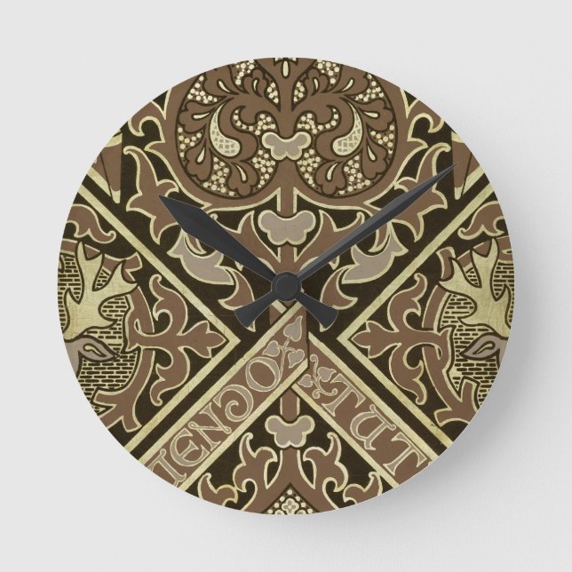 Mosaic ecclesiastical wallpaper design round clock (Front)