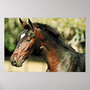 Mosaic Effect Horse Poster