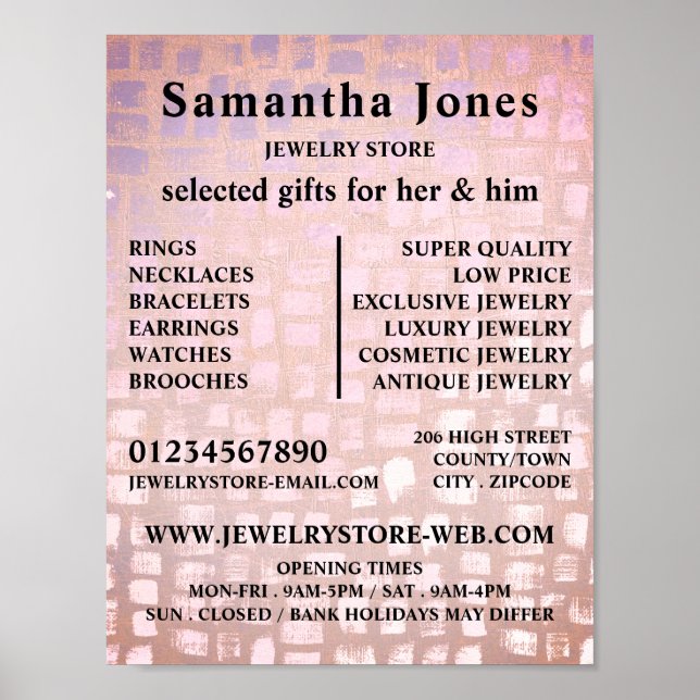 Mosaic Effect, Jewellery Store Advertising Poster (Front)