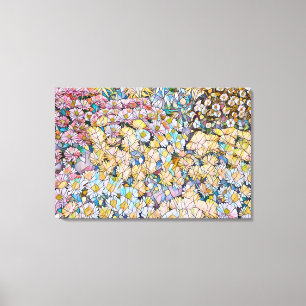 MOSAIC EFFET of chrysanthemum flowers on canvas Print