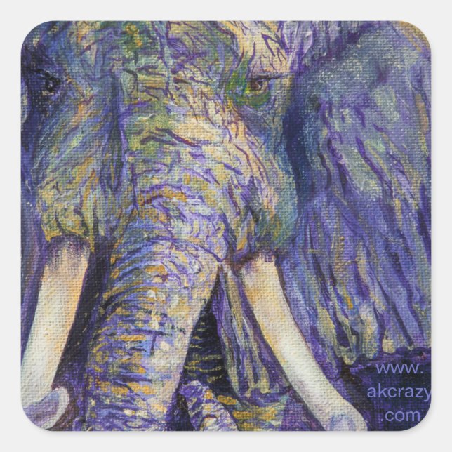 Mosaic elephant square sticker (Front)
