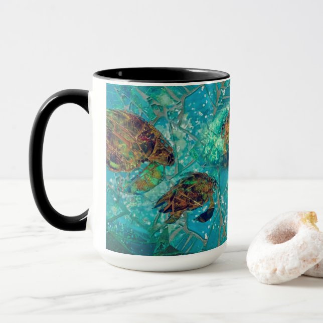 Mosaic-enhanced Mug of the Turtles Indigenosity (With Donut)
